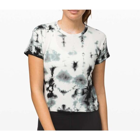 Lululemon Train to Be Short Sleeve Tie Dye T-Shirt Shibori Deep Coal Medium - Picture 1 of 7